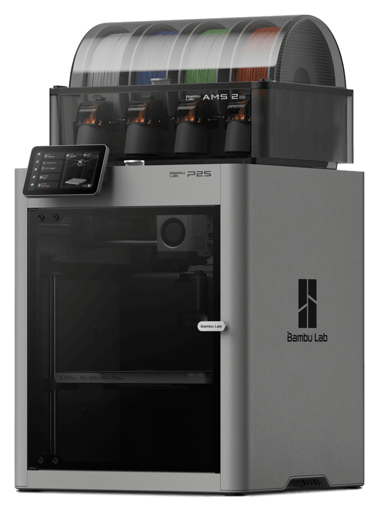 Bambu Lab P2S Combo, com a AMS 2 Pro em cima